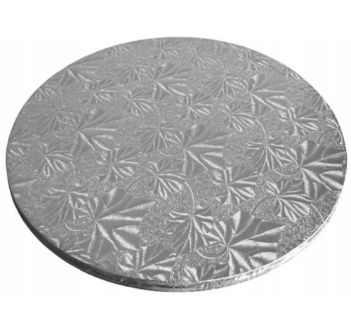 Podkład pod tort w srebrny27,5 cm śred. 1szt Angielski_77755
