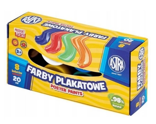 Farby plakatowe 8 kolorów 20ml Astra_77799