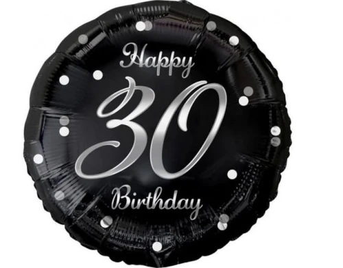 Balon foliowy czarny "Happy 30 Birthday" 18" 46 cm Godan_78756