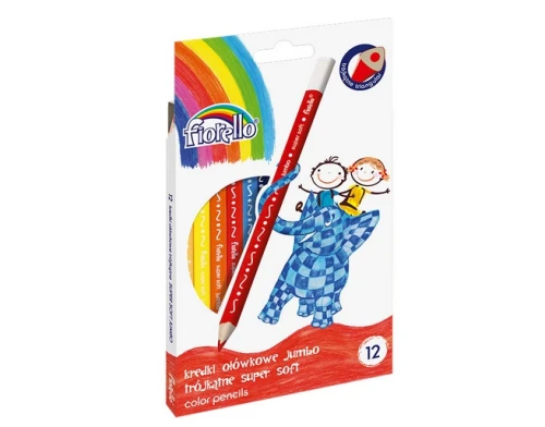 Kredki Super Soft 12 kolorów trójkątne Jumbo Fiorello_78827