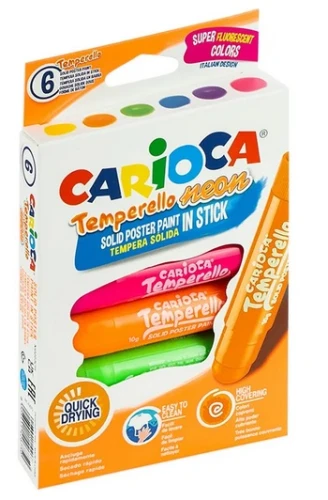 Farby w sztyfcie temperello 6 kol. neon Carioca_78830