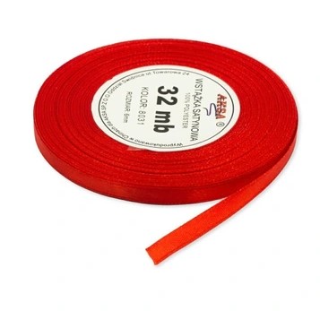 Wstążka satynowa 12mm x 32mb Czerwona 8031 Aksa_78887