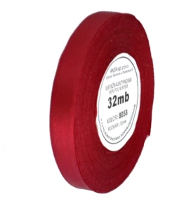Wstążka satynowa 12mm x 32mb Bordowa 8058 Aksa 