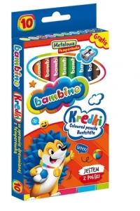 Kredki woskowe 10kol+ temperówka Bambino