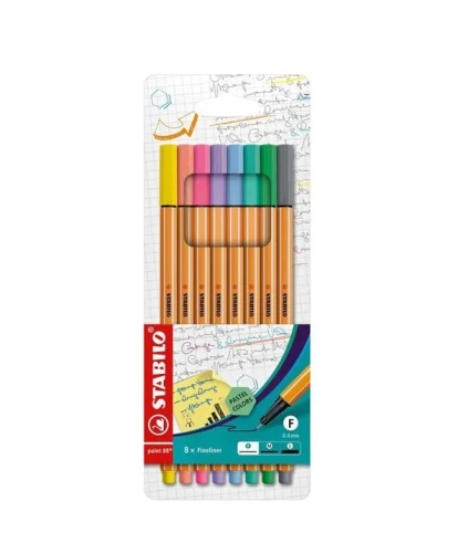 Cienkopis Point 88 pastel 8 kolorów etui STABILO_80067