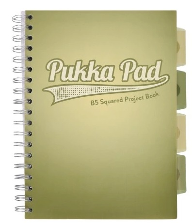 Kołozeszyt B5 200 stron w kratkę oliwkowy Navy Pukka Pad _80241