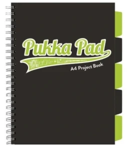 Kołozeszyt A4 200 stron w kratkę czarno-limonkowy Navy Pukka Pad 