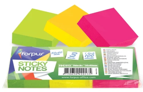 Notesik samoprzylepny 50 x40mm 3kol Neon Forpus_82535