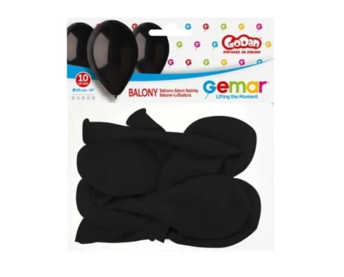 Balony lateksowe 26cm 10szt Czarne Gemar