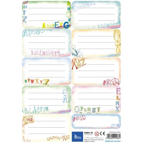 Naklejki na zeszyt KN001-03 Tetis Literki_48593