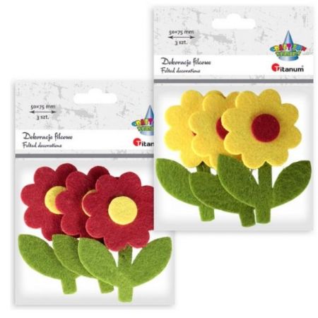 Dekoracja Filcowa Kwiatki 3szt 50x70mm Titanum_51464