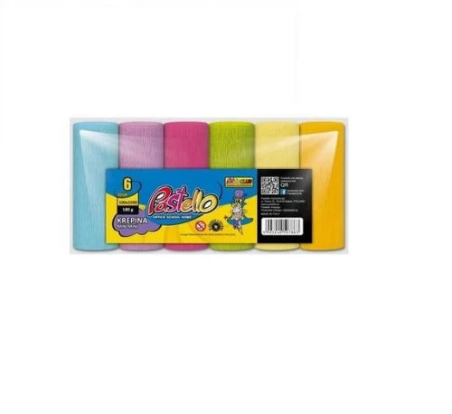 Bibuła Marszczona Krepa 6szt 180g 10x250cm Mini Pastelowe kolory Pastello _61087