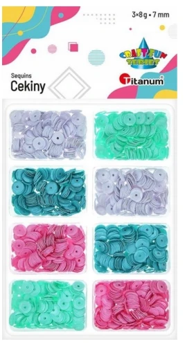 Cekiny Craft-Fun Series okrągłe 4 kolory mix 24g Titanum_83537