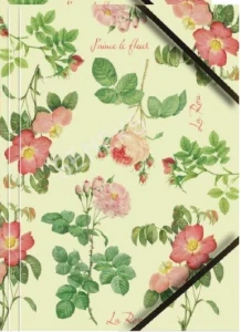 Teczka kartonowa jasnozielone tło z różami + gumka narożna A4 Tetis