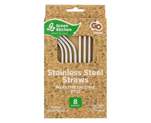 Słomki metalowe srebrne 8szt + 2 szczoteczki Godan