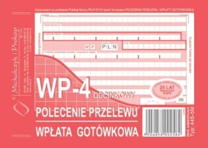 Polecenie przelewu wpłata gotówkowa 4 odcinkowa 445-5M MP
