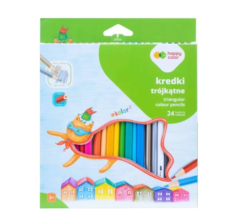 Kredki szkolne 24 kolory trójkątne Happy Color_86204