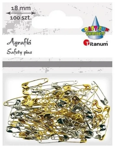 Agrafki metalowe 5x18mm 100szt złote srebrne Titanum_86287