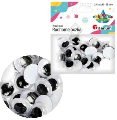 Oczy ruchome oczka dekoracyjne ozdobne kreatywne 24 szt. 18 mm Titanum_86288