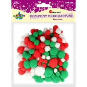 Pompony mix czerwone zielone białe 140 szt Titanum
