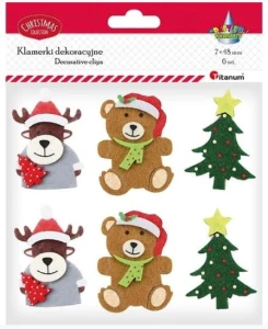 Spinacze drewniane Craft-Fun Series mix Świąteczne 6szt. Titanum