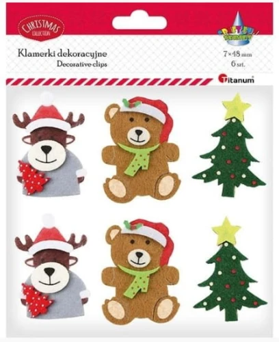 Spinacze drewniane Craft-Fun Series mix Świąteczne 6szt. Titanum_86446
