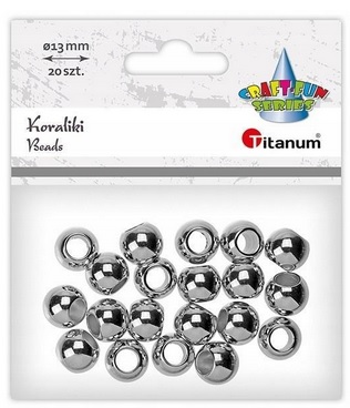 Koraliki plastikowe 13mm 20szt srebrne Titanum_87199