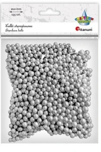 Kulki styropianowe śr.10mm srebrne 135szt. Titanum