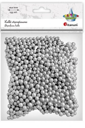 Kulki styropianowe śr.10mm srebrne 135szt. Titanum_86503