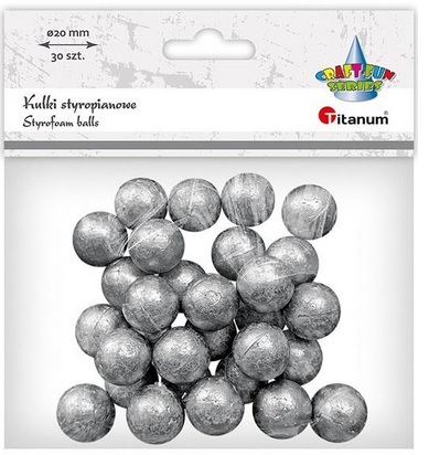 Kulki styropianowe srebrne 30szt. Titanum_86511