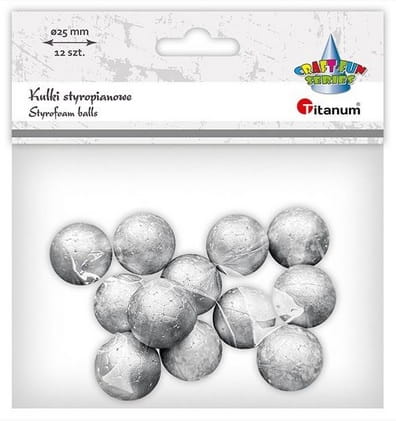 Kulki styropianowe 25mm 12szt srebrne Titanum_86523