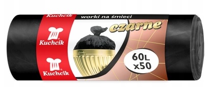 Worki na śmieci HDPE 60L Czarne 50szt Kuchcik_87191
