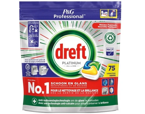 Kapsułki do zmywarki cytrynowe 75szt Dreft Platinum All in One_87329