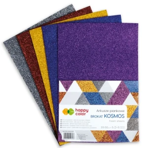 Arkusze piankowe Kosmos Brokat 5 kolorów A4 Happy Color