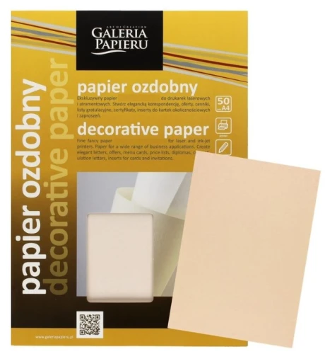 Papier ozdobny 50szt. A4 110g Laid beżowy Galeria Papieru_88180