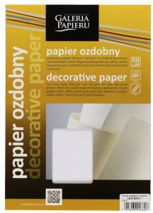 Papier ozdobny 50szt. A4 110g Laid biały Galeria Papieru