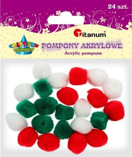 Pompony dekoracyjne 24szt mix kolorów Titanum_29410