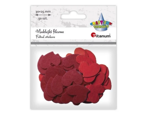 Naklejki filcowe serca 30x25mm 50szt 338598 Titanum_25326
