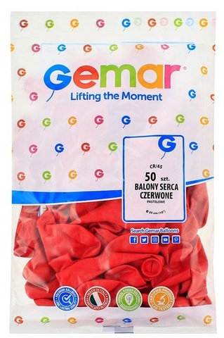Balony pastelowe serca czerwone 50 szt. Godan_88485