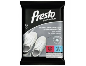 Nawilżane ściereczki z wybielaczem do białych butów i gumy 15szt Presto