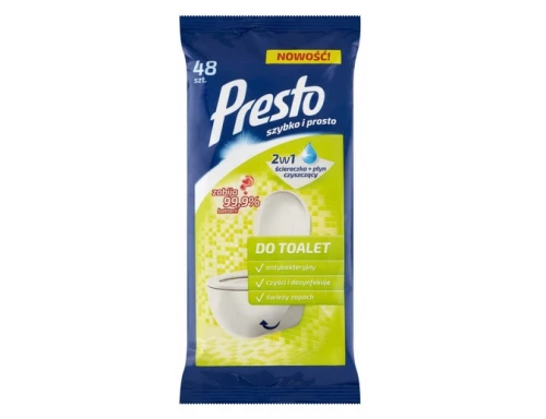 Ściereczki nawilżane do czyszczenia i dezynfekcji toalet 48szt Presto_88533