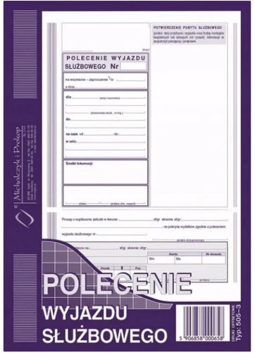 Polecenie wyjazdu służbowego A5 505-3 MP_54262