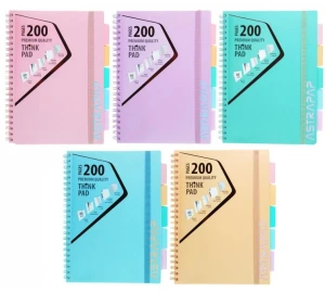 Kołozeszyt z zakładkami A4 100k kratka Pastel AstraPAP