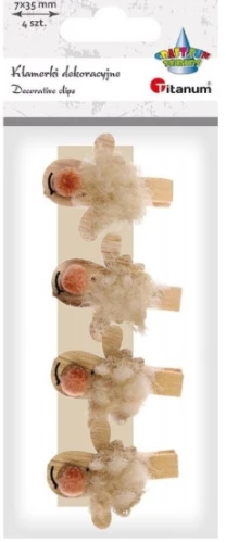 Klamerki drewniane naturalne owieczki 30x27mm 4szt. Titanum_89222