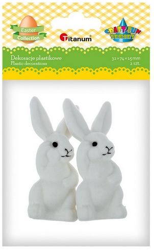 Zając flokowany 32x74x25mm biały 2szt Titanum_89224
