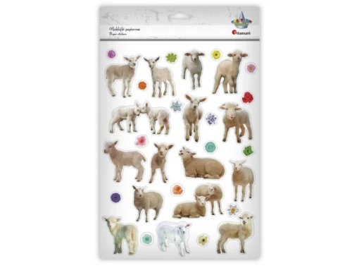 Naklejki papierowe Baranki, kwiaty 31szt 490754 Titanum_89259