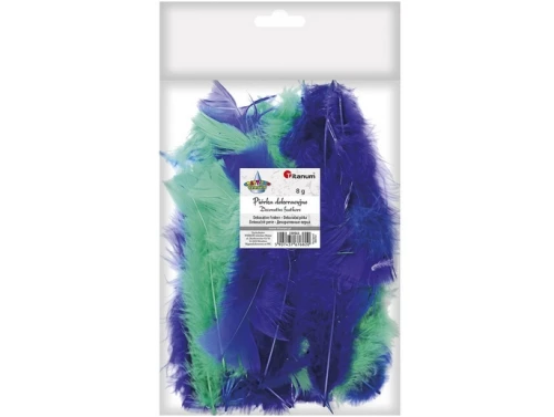 Piórka dekoracyjne 3 kolory 8gram odcienie niebieskiego Titanum_34626