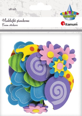 Naklejki piankowe 3D motyle, kwiaty, ślimaki Craft-Fun Series mix 18 szt. Titanum_89347
