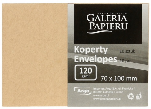 Koperta ozdobna MINI 70x100mm Nature ciemnobeżowe 10szt. 120g Galeria Papieru_89368