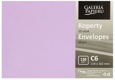 Koperta ozdobna C6 114x162mm Gładki satynowy lawendowy 10szt. 130g Galeria Papieru_89376